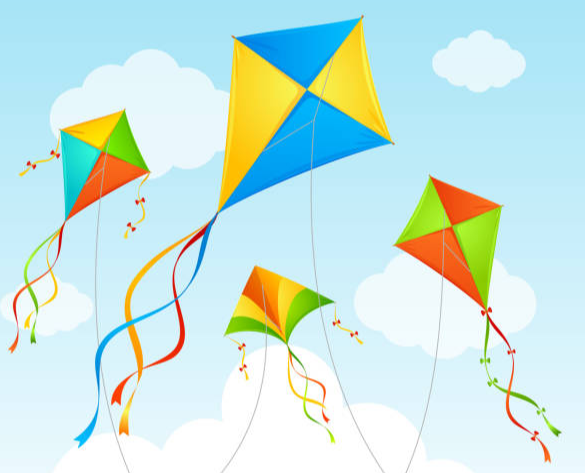 4 kites flying in the air