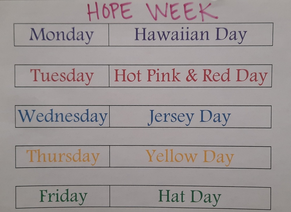 schedule of dress up days