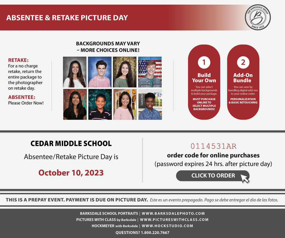 Advertisment for picture retakes on October 10th