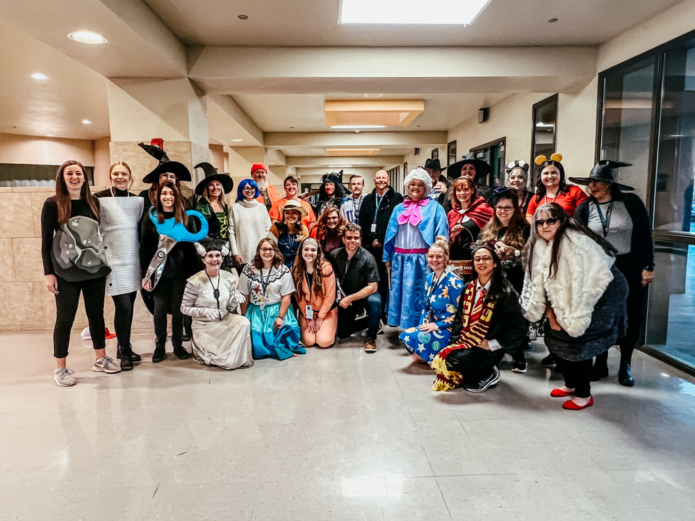 Pic of teachers dressed up on Halloween