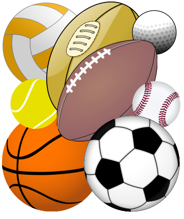 Clip art of balls used in various sports